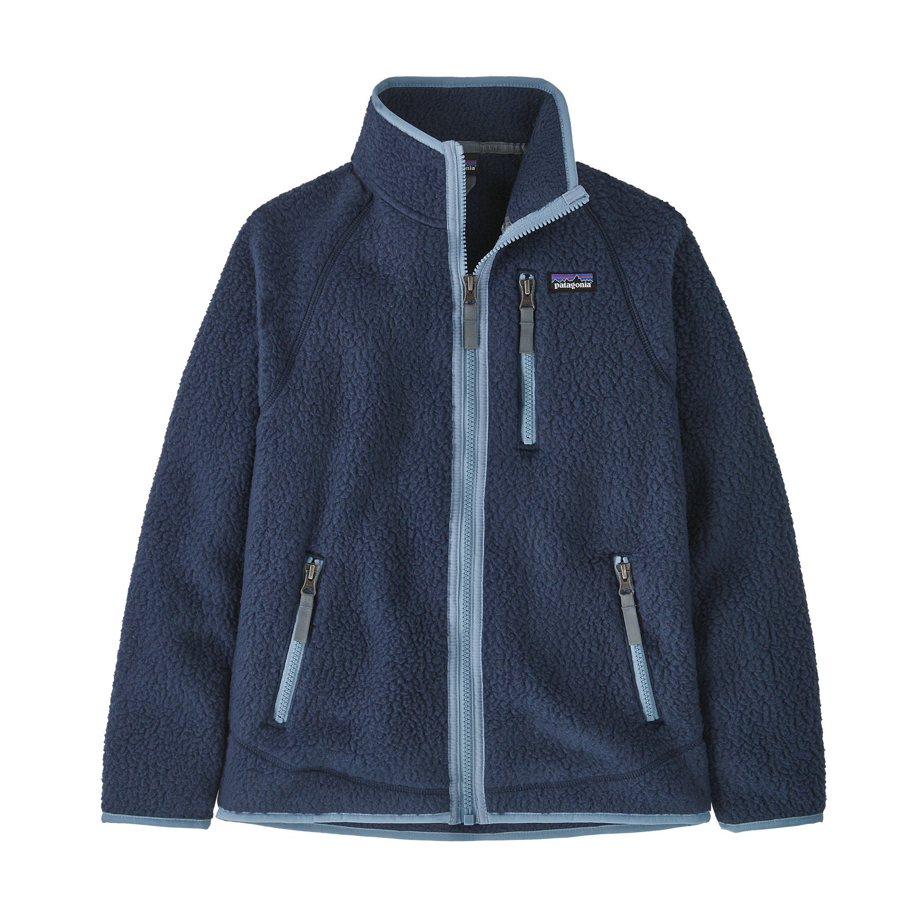 Patagonia Kids' Retro Pile Fleece Jacket Navy Light Plume Grey