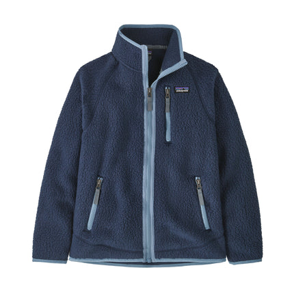 Patagonia Kids' Retro Pile Fleece Jacket Navy Light Plume Grey