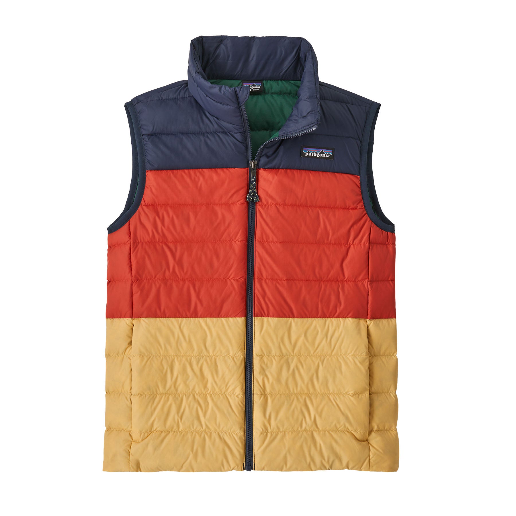 Patagonia Kids' Down Sweater™ Vest New Navy w/ Madder Red
