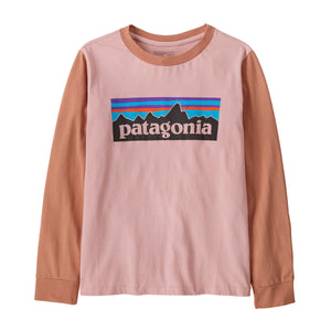 Patagonia Kids' Long-Sleeved P-6 Logo T-Shirt Mauve Pink