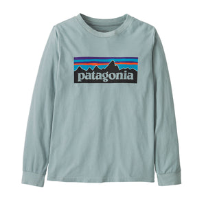 Patagonia Kids' Long-Sleeved P-6 Logo T-Shirt Thermal Blue