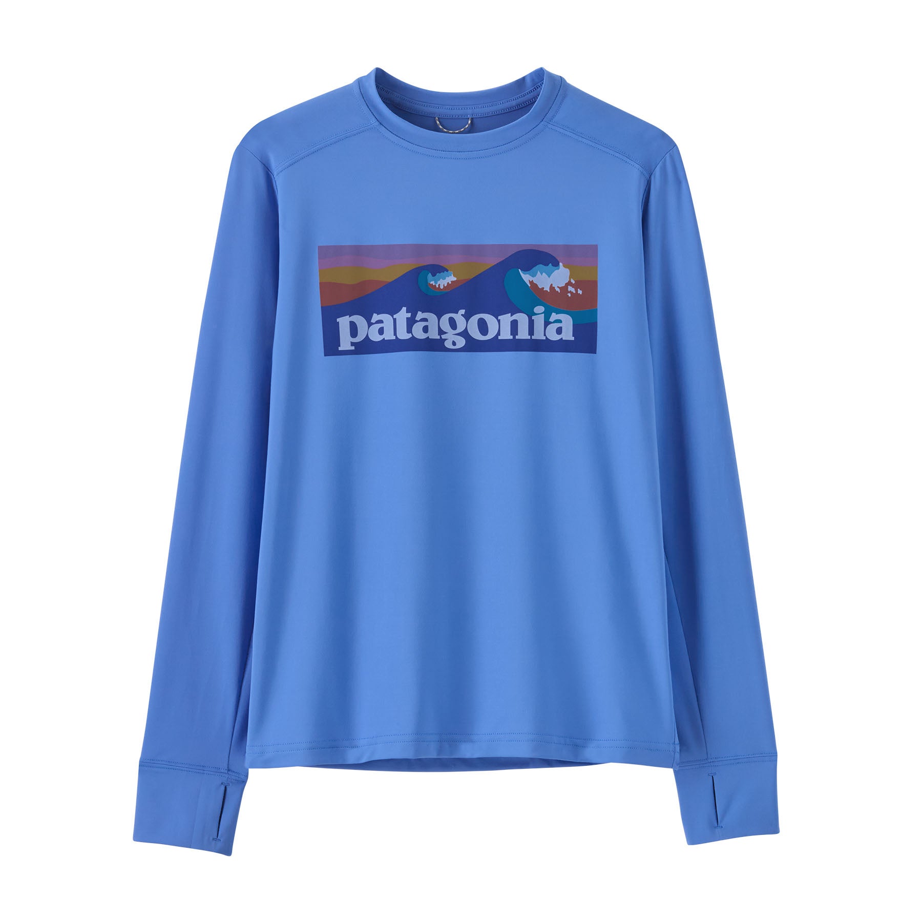 Patagonia Kids' Long-Sleeved Capilene® Silkweight T-Shirt Boardshort Logo: Abundant Blue