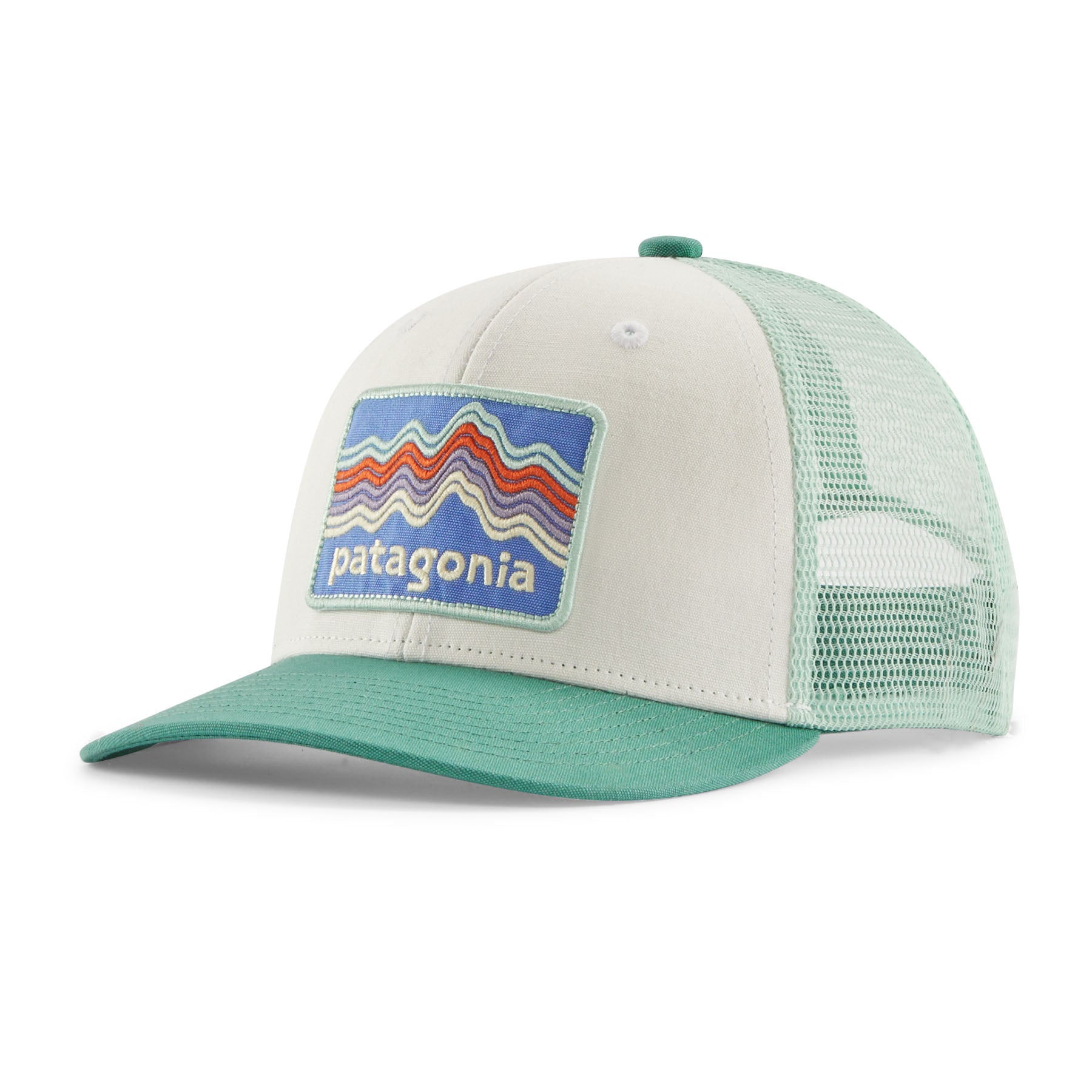 Patagonia Kids' Trucker Hat Ridge Rise Stripe: Heartleaf Green